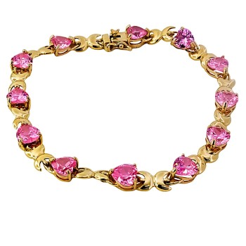 9ct gold 7 inch Pink Cubic Zirconia Bracelet